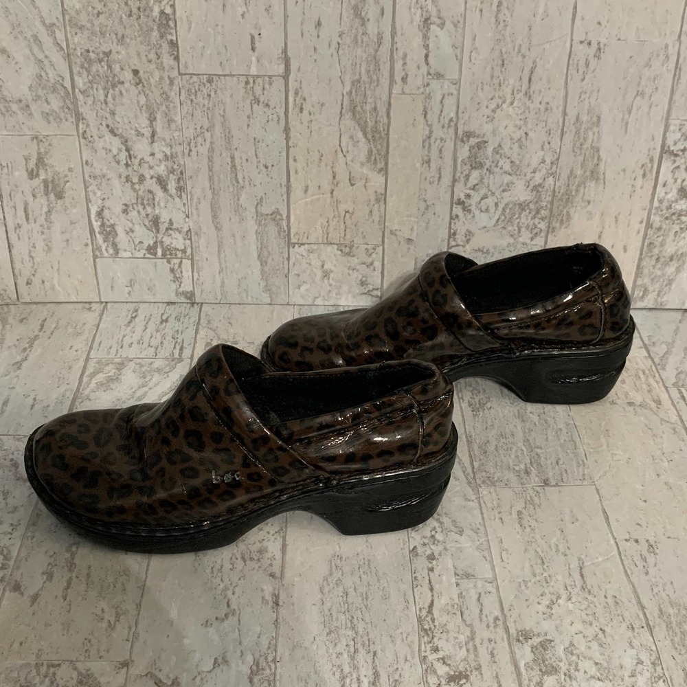 BOC Born Concept Womens Clogs Size‎ 7 Brown Leopard Print Leather Slip On